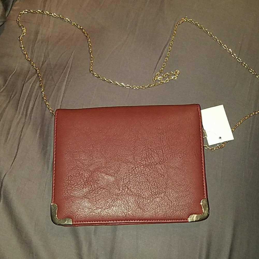 NWT Maroon/gold trim convertible bag